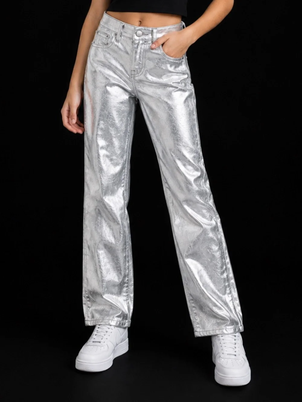 Girls' Art Class Girls Silver Metallic Straight Leg Jeans